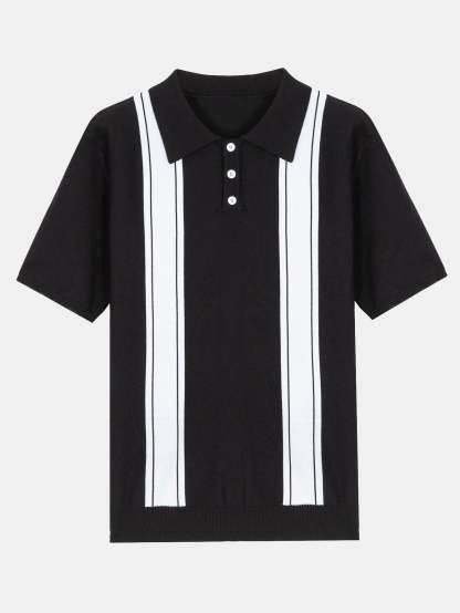 Striped Short Sleeve Sweater Polo-Mitchell Shoes