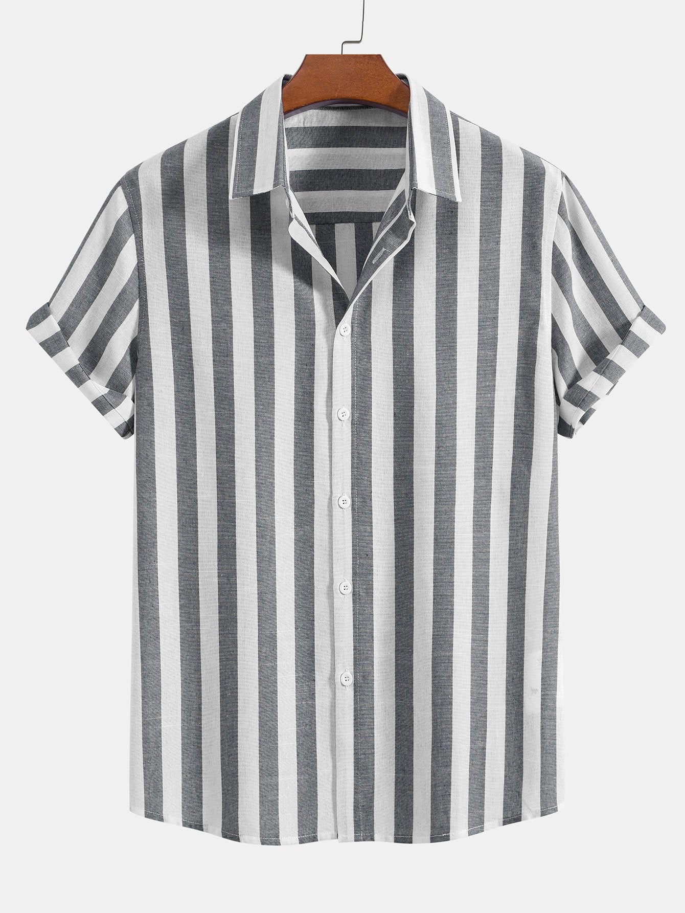 Striped Cotton Blend Button Up Shirt-Mitchell Shoes