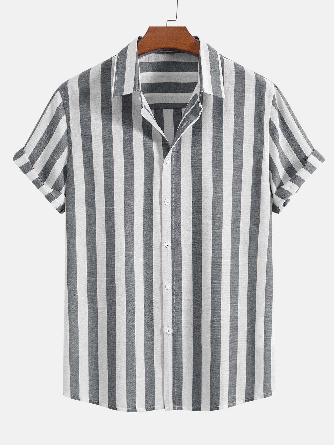 Striped Cotton Blend Button Up Shirt-Mitchell Shoes