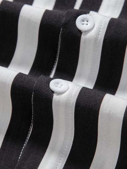 Striped Stand Collar Shirt & Swim Shorts-Mitchell Shoes