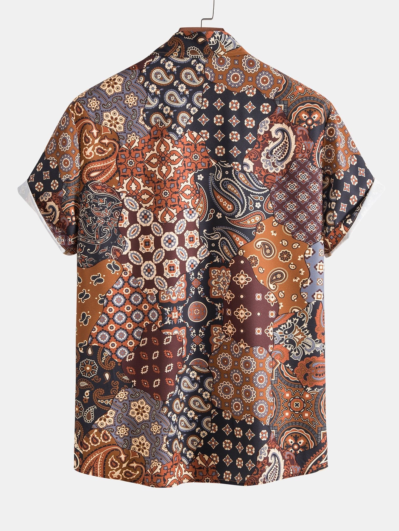 Paisley Patchwork Print Button Up Shirt & Corduroy Shorts-Mitchell Shoes