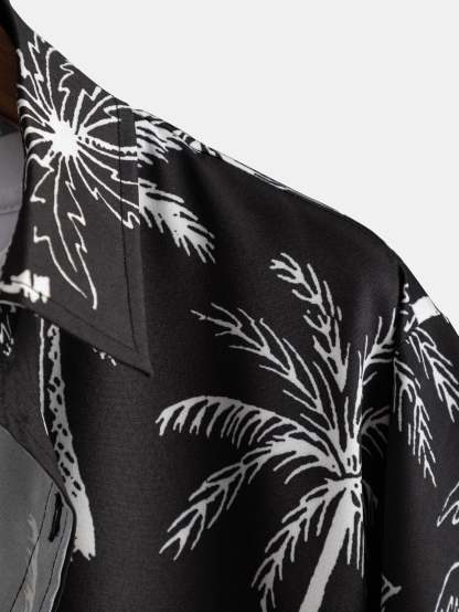 Palm Tree Print Button Up Shirt & Swim Shorts-Mitchell Shoes