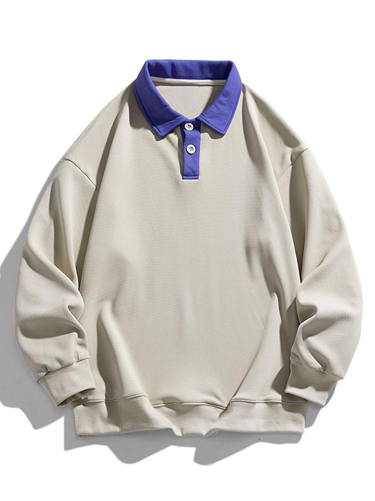 Relax Fit Contrast Waffle Polo Sweatshirt-Mitchell Shoes