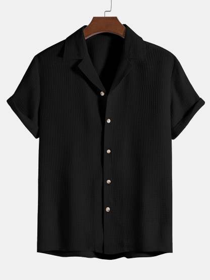 Waffle Revere Collar Shirt-Mitchell Shoes