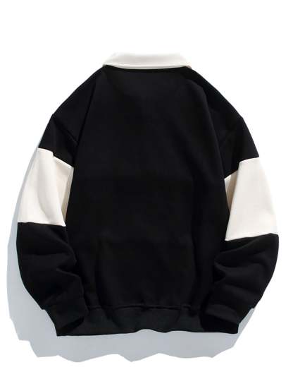 Relax Fit Color Block Patchwork Polo Sweatshirt & Jogger Pants With Pintuck-Mitchell Shoes