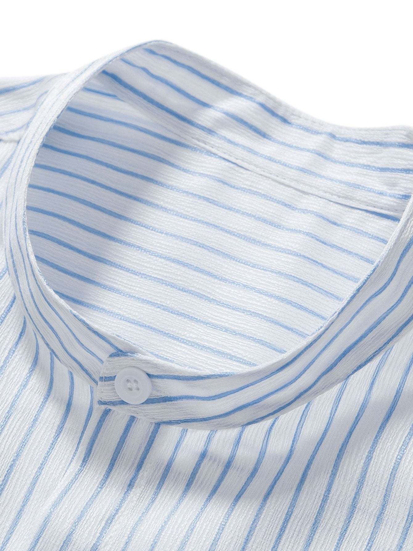 Striped Stand Collar Shirt-Mitchell Shoes