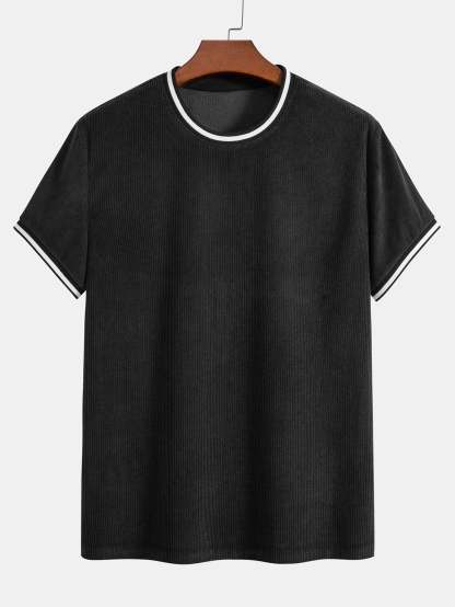 Short Sleeve Stretch Corduroy Ringer T-Shirt & Corduroy Shorts-Mitchell Shoes