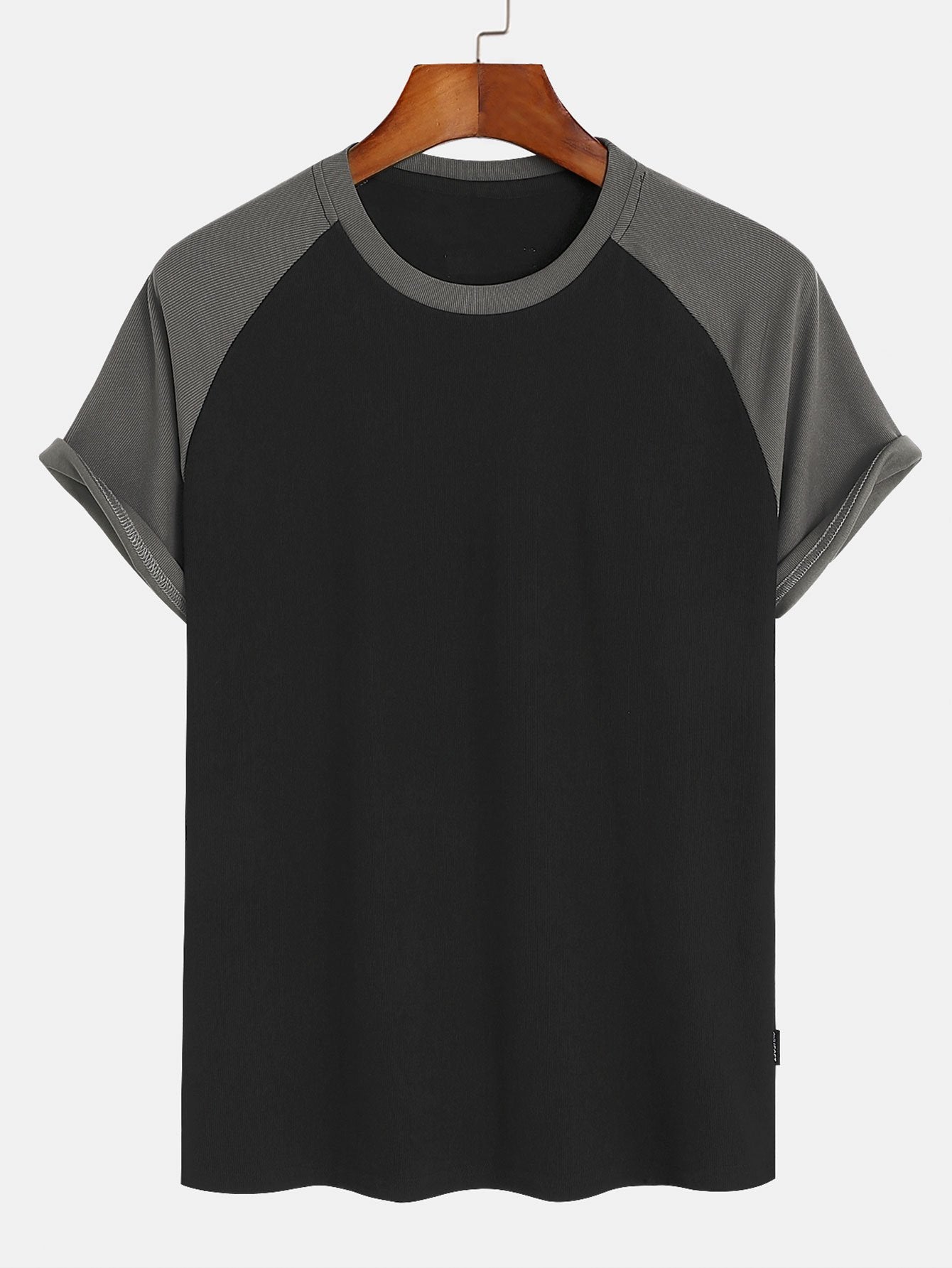 Muscle Fit Paneled Textured T-Shirt-Mitchell Shoes