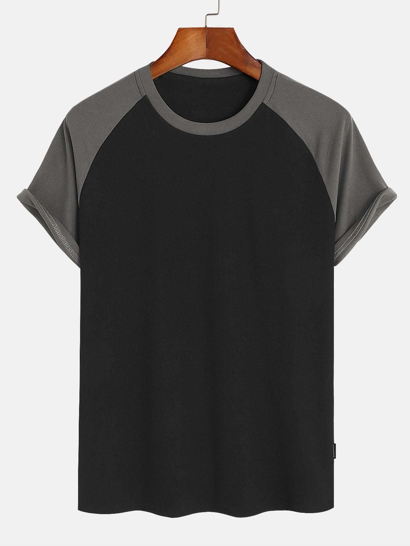 Muscle Fit Paneled Textured T-Shirt-Mitchell Shoes