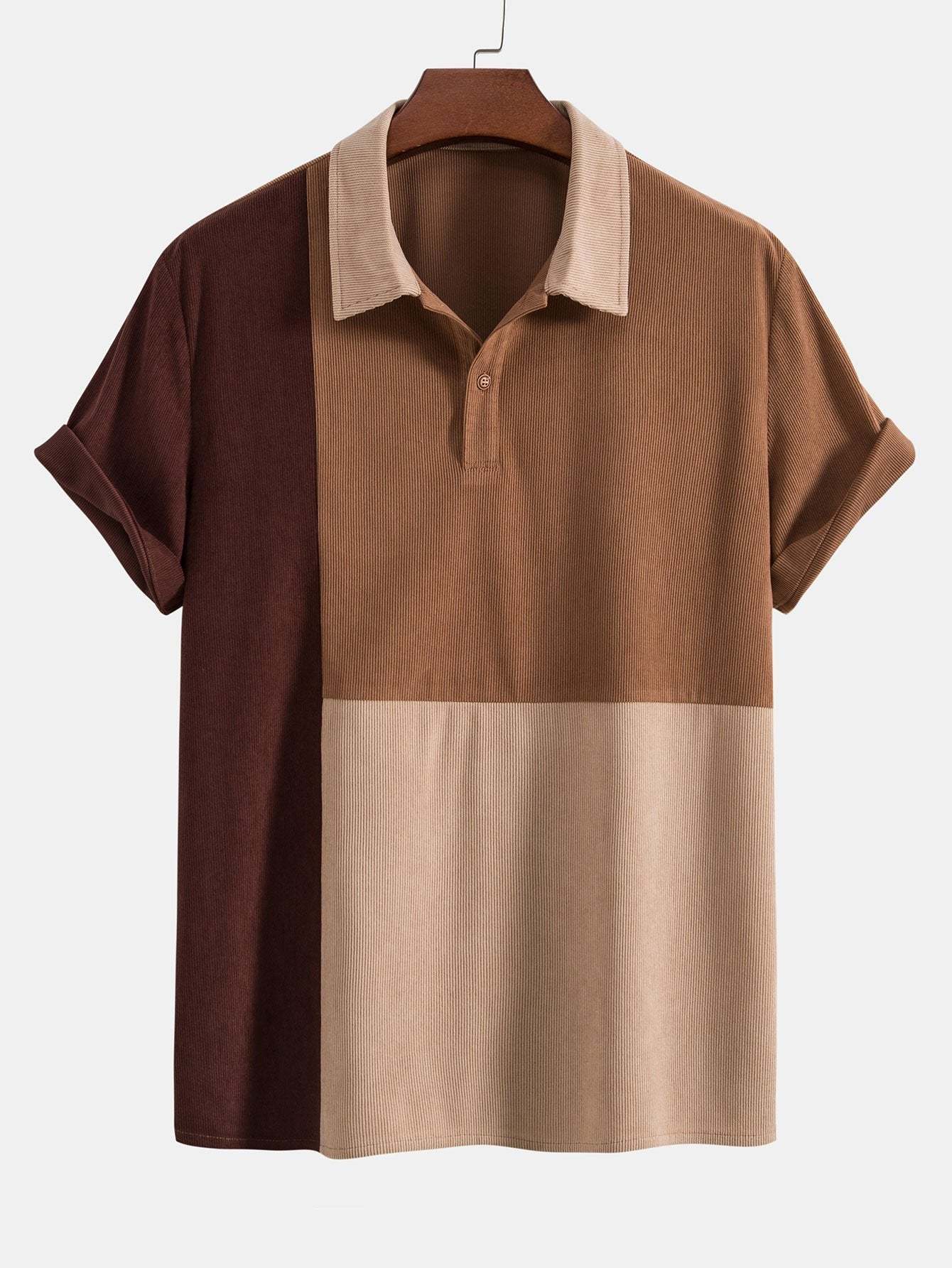 Color Block Corduroy Polo Shirt-Mitchell Shoes