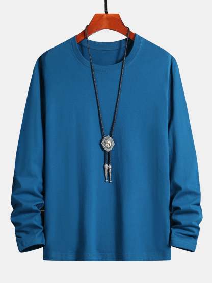 Basic Long Sleeve Cotton T-Shirt-Mitchell Shoes