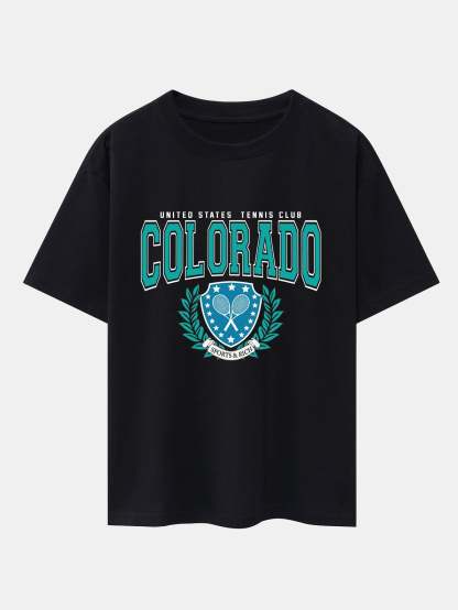 Colorado Tennis Print Heavy Weight Oversize T-Shirt-Mitchell Shoes