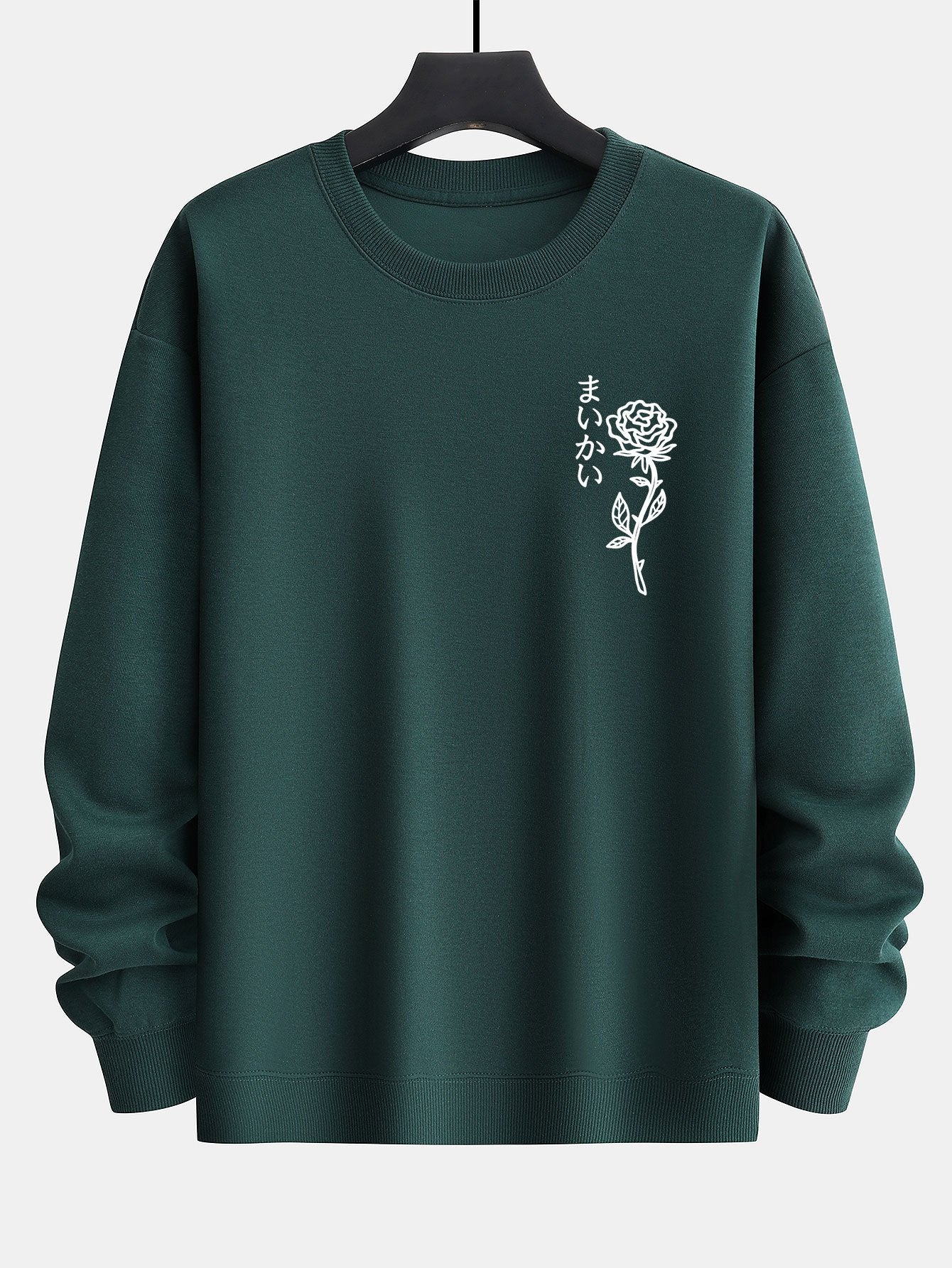 Japanese Rose Print Relax Fit Sweatshirt-Mitchell Shoes