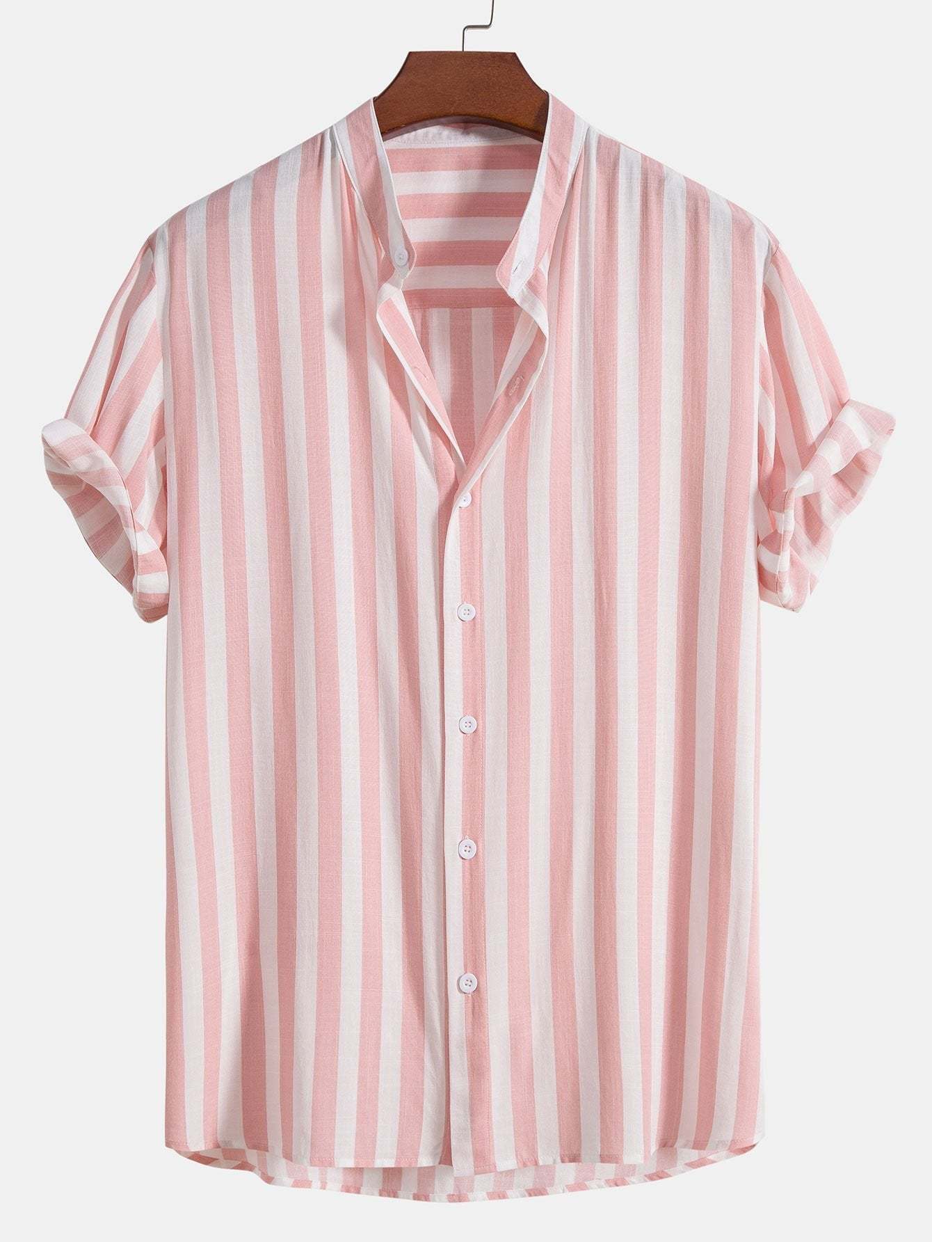 Striped Stand Collar Shirt & Swim Shorts-Mitchell Shoes