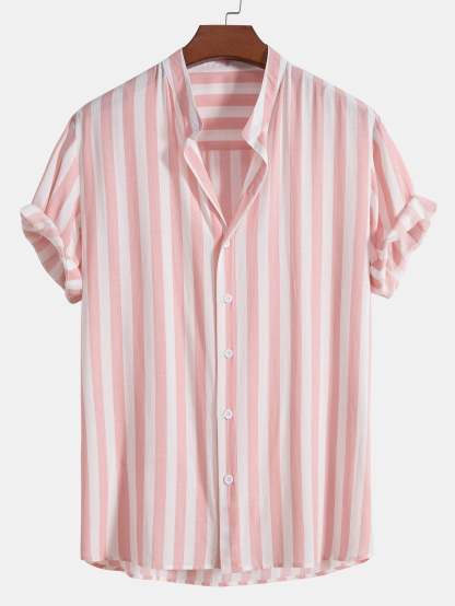 Striped Stand Collar Shirt & Swim Shorts-Mitchell Shoes