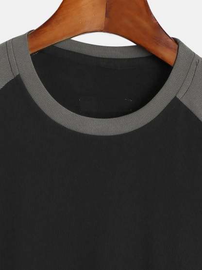 Muscle Fit Paneled Textured T-Shirt-Mitchell Shoes