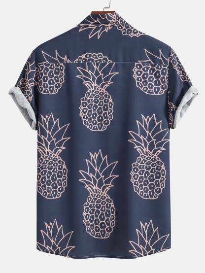 Pineapple Print Button Up Shirt & Shorts-Mitchell Shoes