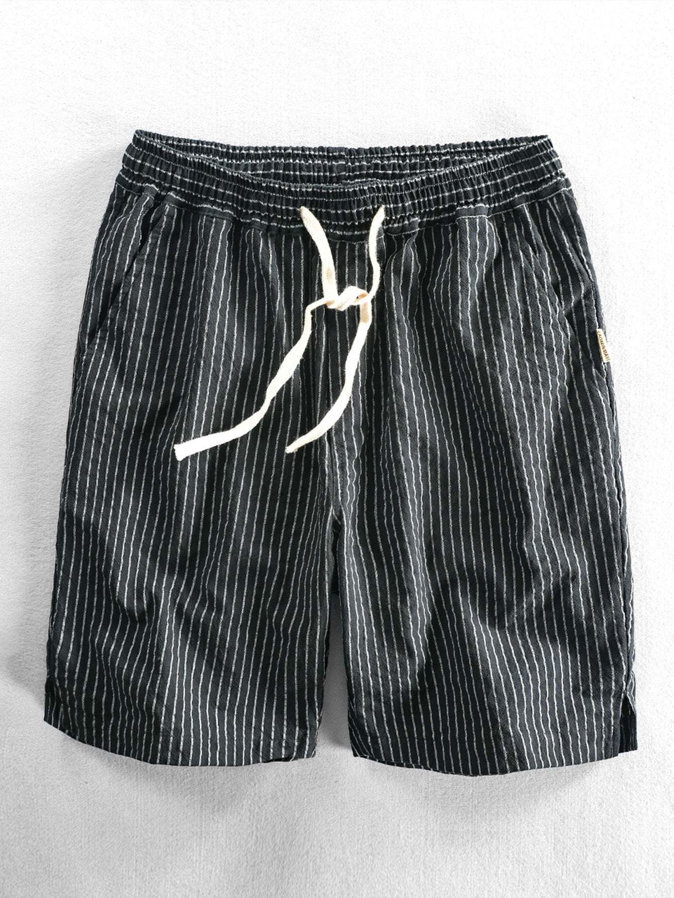 Cotton Drawstring Striped Shorts-Mitchell Shoes