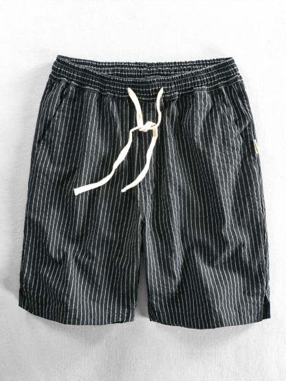 Cotton Drawstring Striped Shorts-Mitchell Shoes