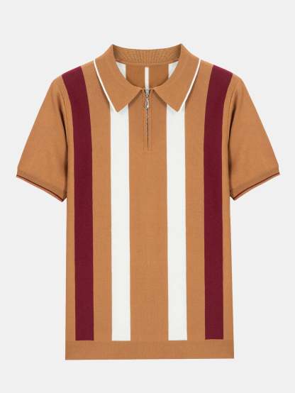 Striped Zip Sweater Polo-Mitchell Shoes
