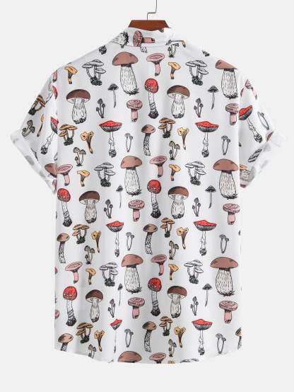 Mushroom Print Button Up Shirt-Mitchell Shoes