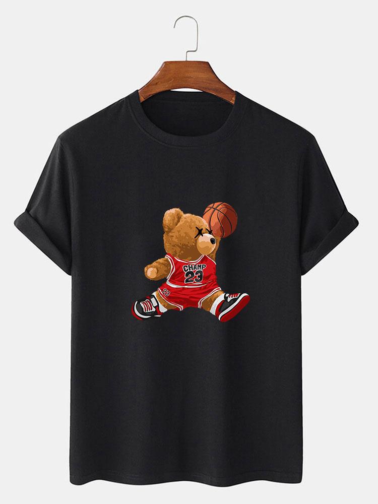 Basketball Player Bear Print T-Shirt-Mitchell Shoes