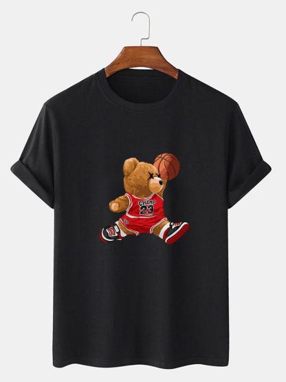 Basketball Player Bear Print T-Shirt-Mitchell Shoes