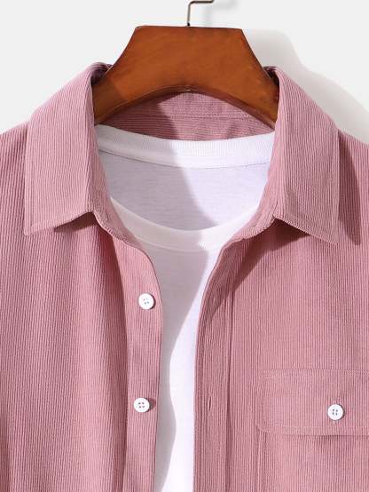 Long Sleeve Flap Pocket Corduroy Shirt-Mitchell Shoes