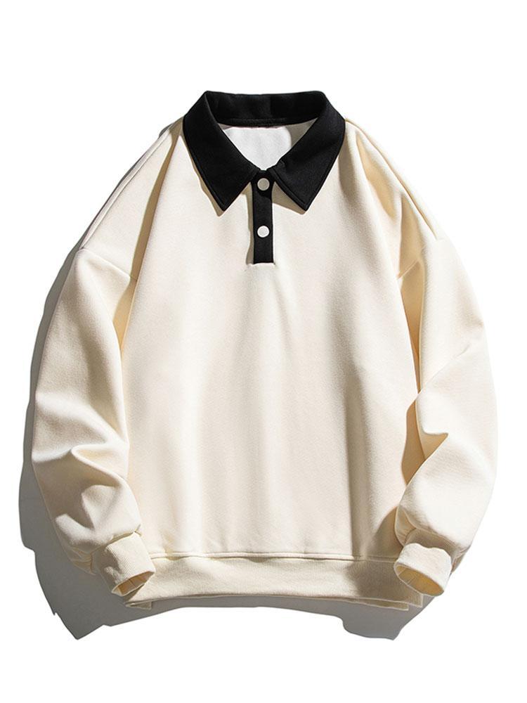 Relax Fit Contrast Polo Sweatshirt-Mitchell Shoes