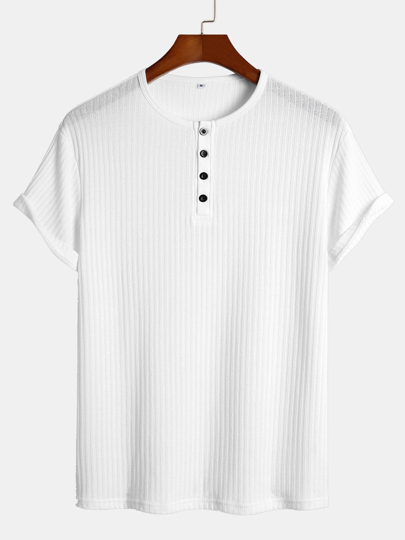 Muscle Fit Ribbed Henley Shirt-Mitchell Shoes