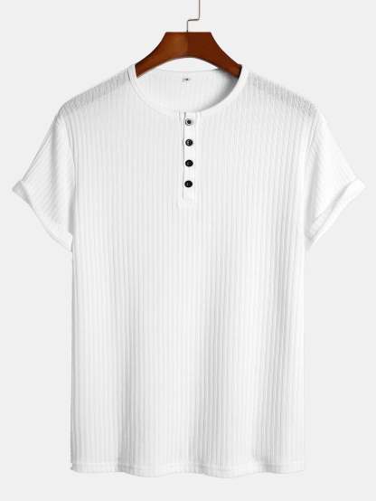 Muscle Fit Ribbed Henley Shirt-Mitchell Shoes