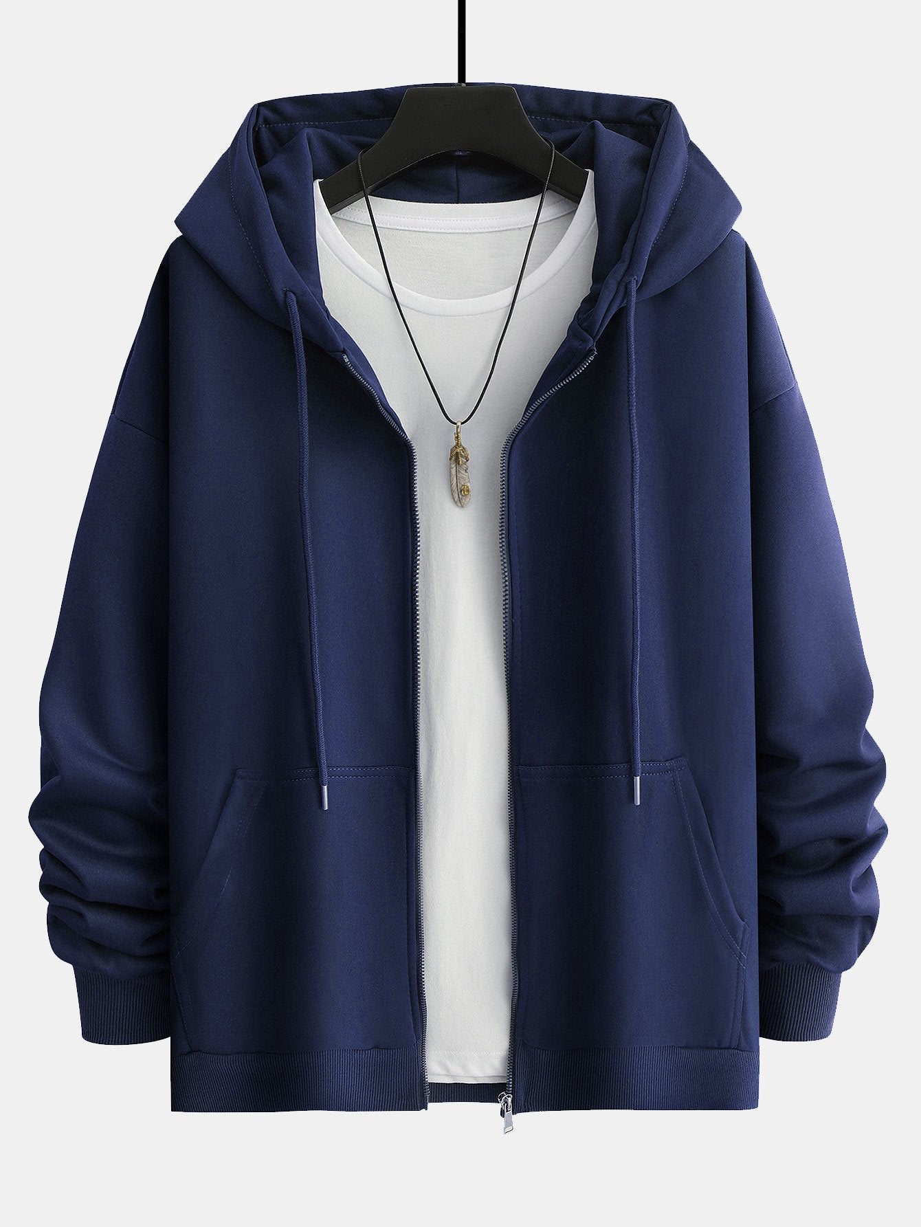 Basic Relax Fit Zip Hoodie-Mitchell Shoes