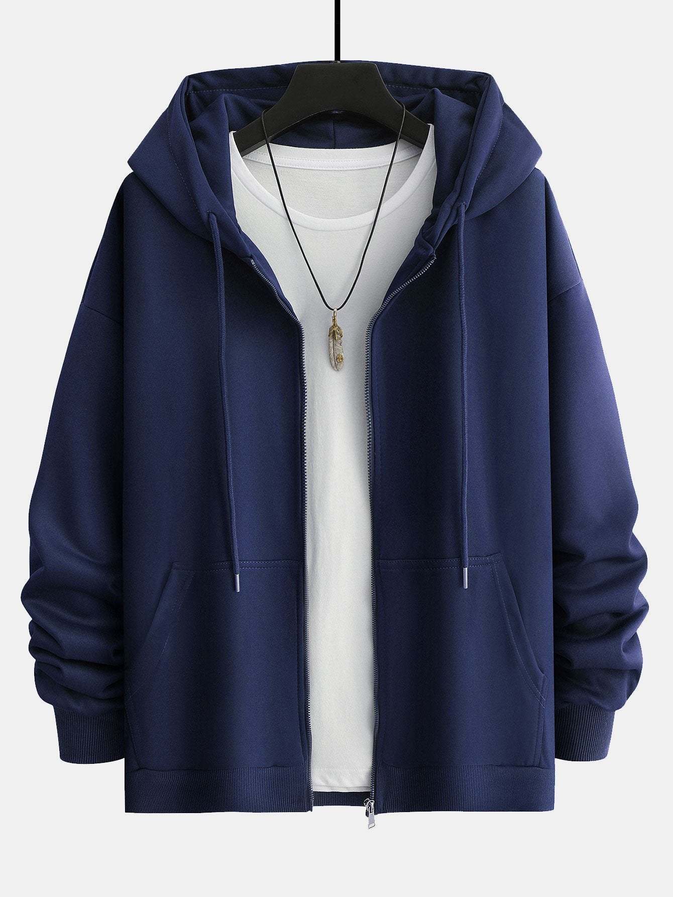 Basic Relax Fit Zip Hoodie-Mitchell Shoes