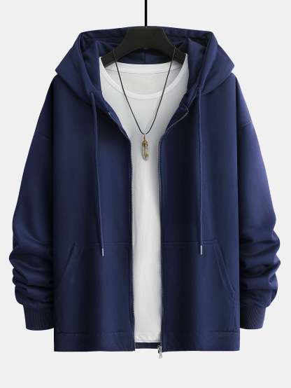 Basic Relax Fit Zip Hoodie-Mitchell Shoes
