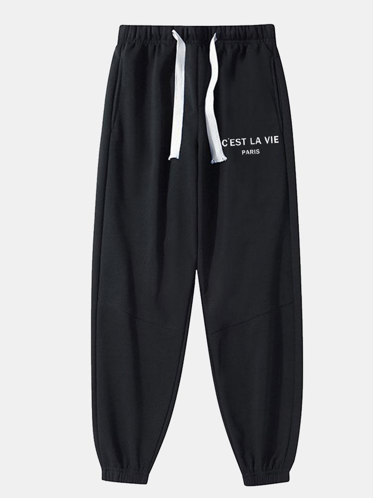 Paris Print Cotton Blend Jogger Pants-Mitchell Shoes
