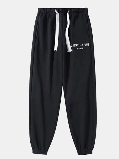 Paris Print Cotton Blend Jogger Pants-Mitchell Shoes