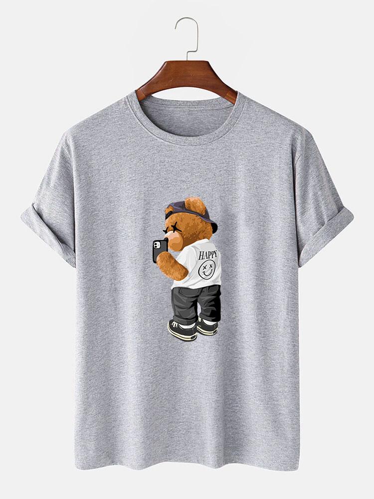 Selfie Bear Print Print T-Shirt-Mitchell Shoes