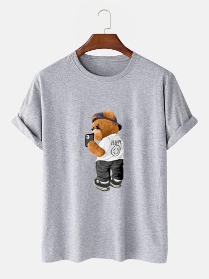 Selfie Bear Print Print T-Shirt-Mitchell Shoes