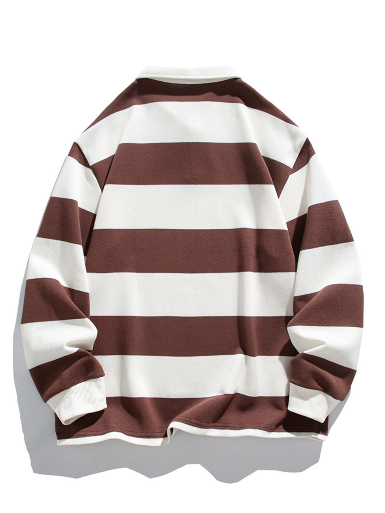 Relax Fit Waffle Wide Striped Polo Sweatshirt-Mitchell Shoes