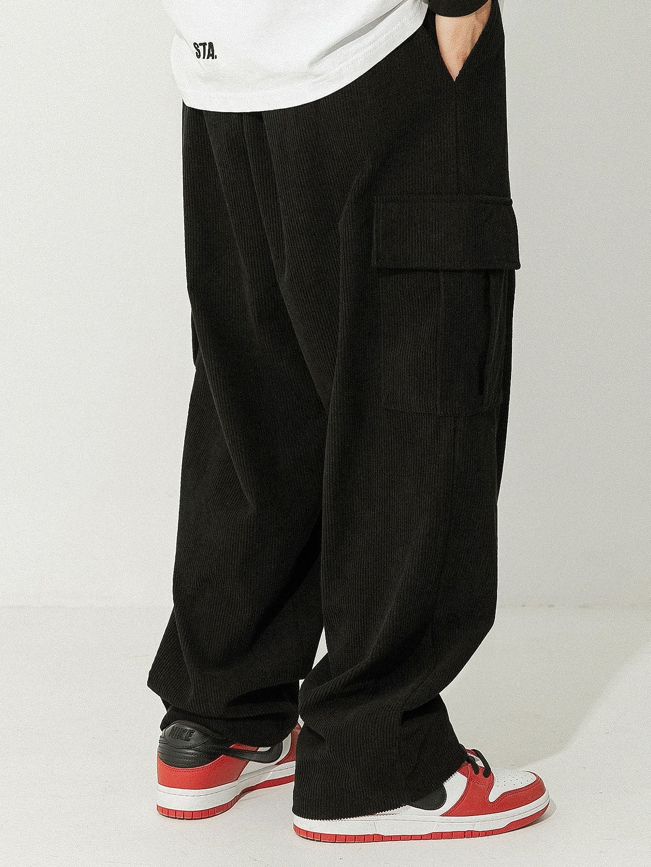 Los Angeles Print Heavy Weight Oversize T-Shirt & Loose Fit Corduroy Cargo Pants-Mitchell Shoes