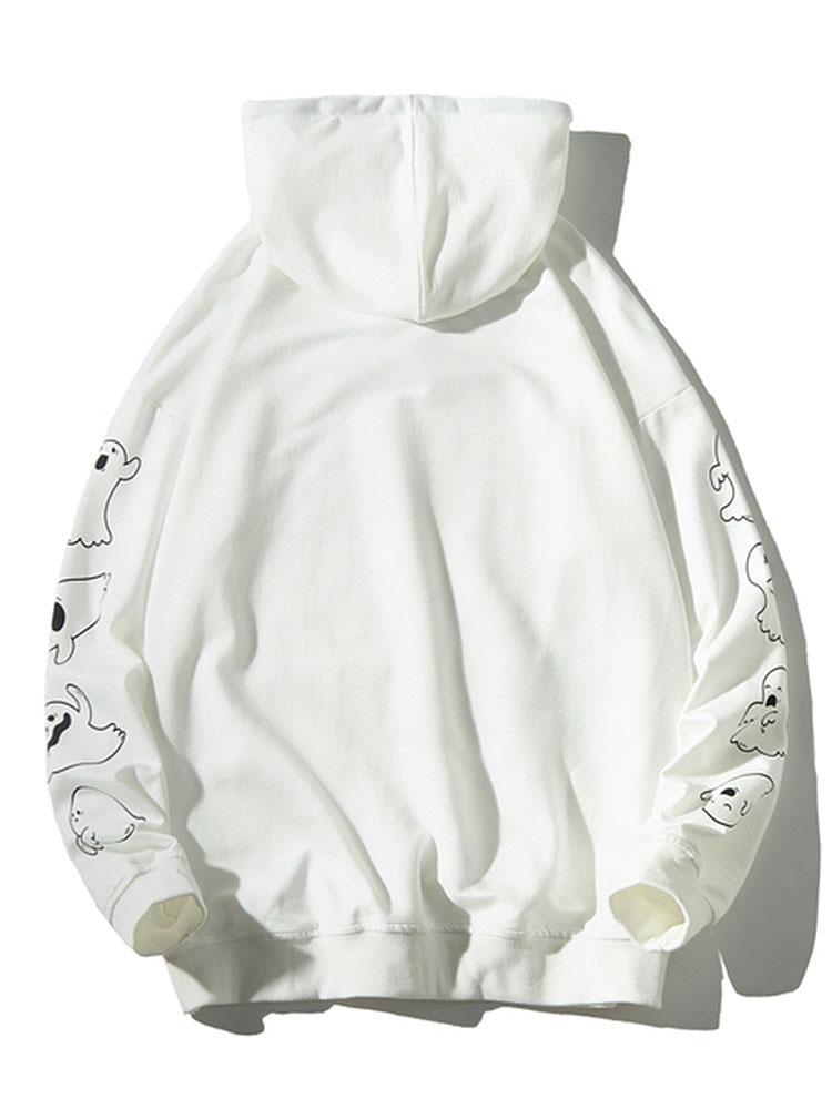 Relax Fit Ghost Print Hoodie-Mitchell Shoes