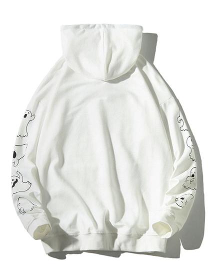 Relax Fit Ghost Print Hoodie-Mitchell Shoes
