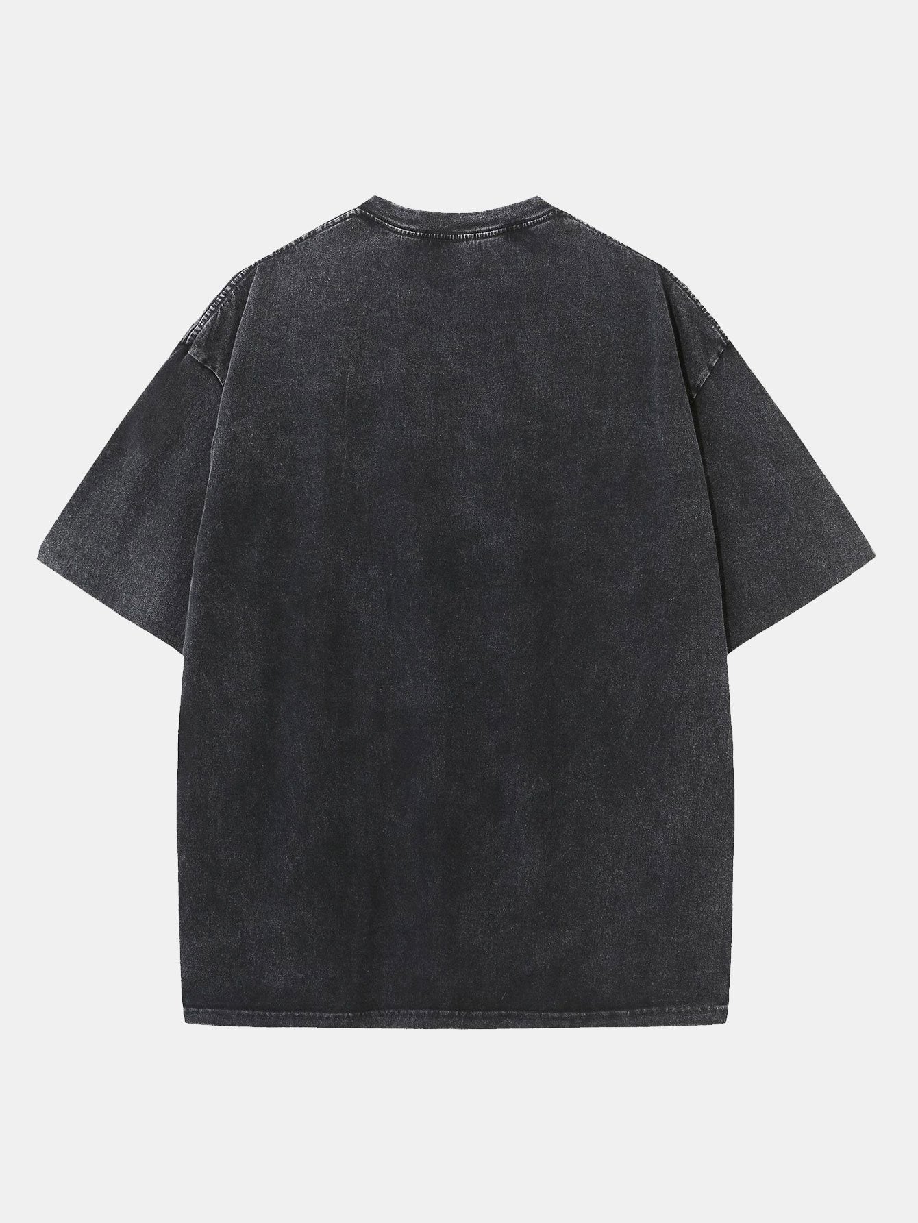 Japanese Think Brave Print Washed Distressed Drop Shoulder T-Shirt-Mitchell Shoes