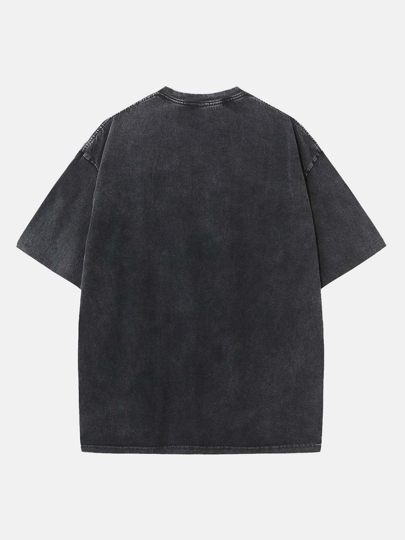 Japanese Think Brave Print Washed Distressed Drop Shoulder T-Shirt-Mitchell Shoes