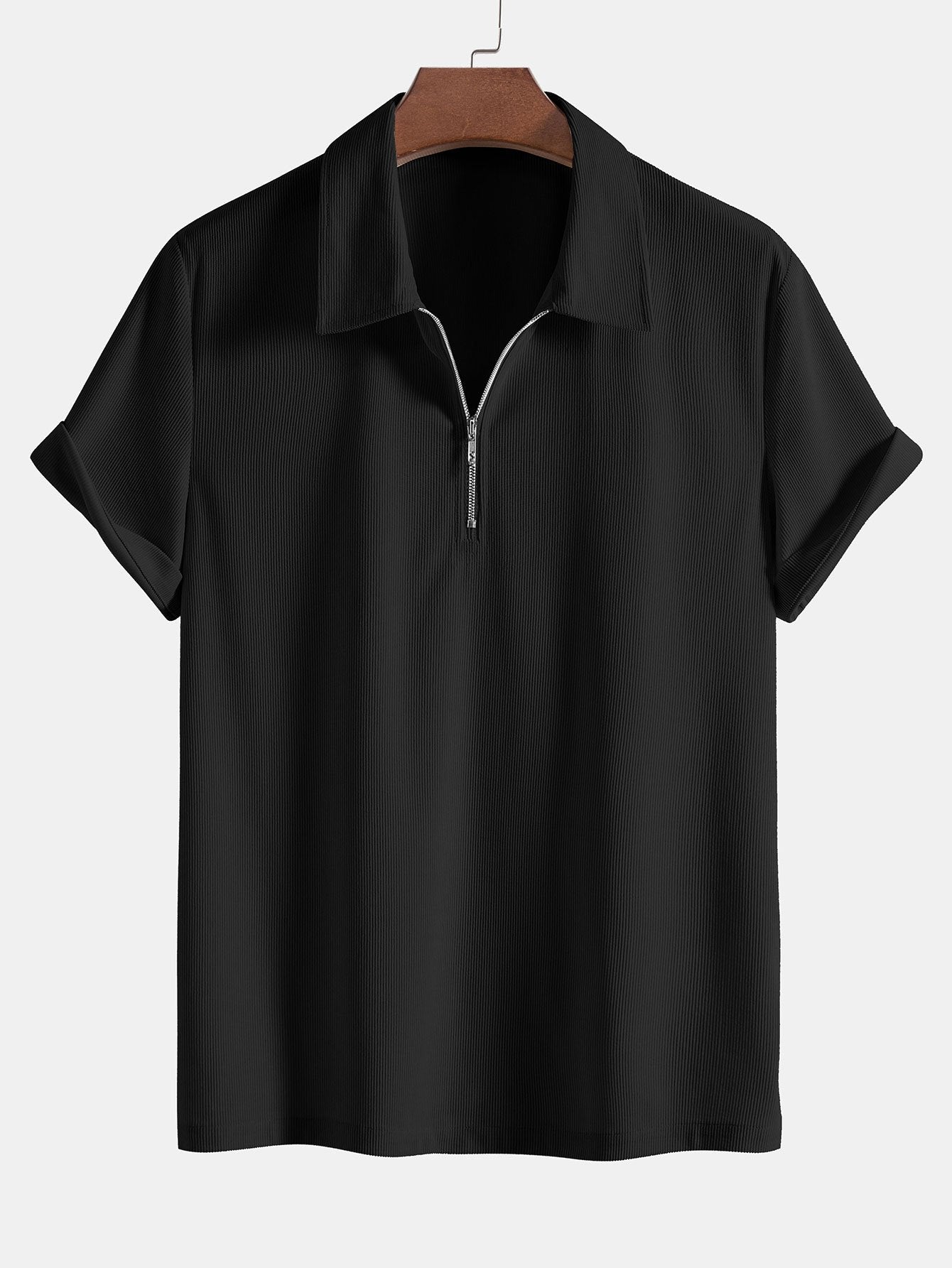 Stretch Corduroy Zip Polo Shirt-Mitchell Shoes