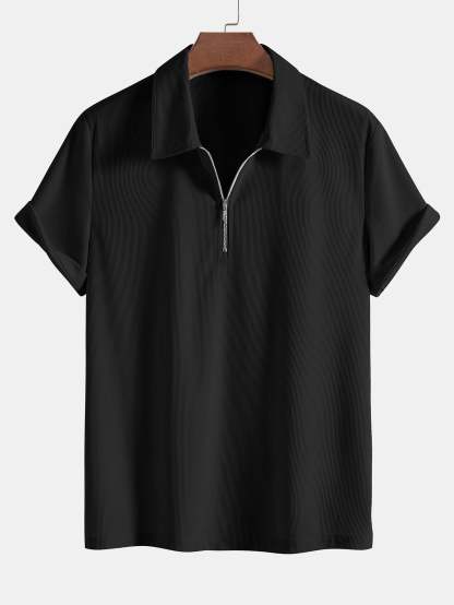 Stretch Corduroy Zip Polo Shirt-Mitchell Shoes