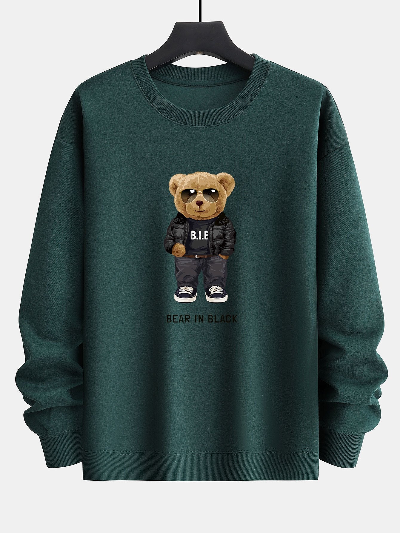 Bear In Black Print Relax Fit Sweatshirt-Mitchell Shoes