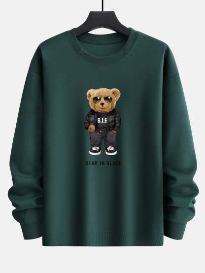 Bear In Black Print Relax Fit Sweatshirt-Mitchell Shoes