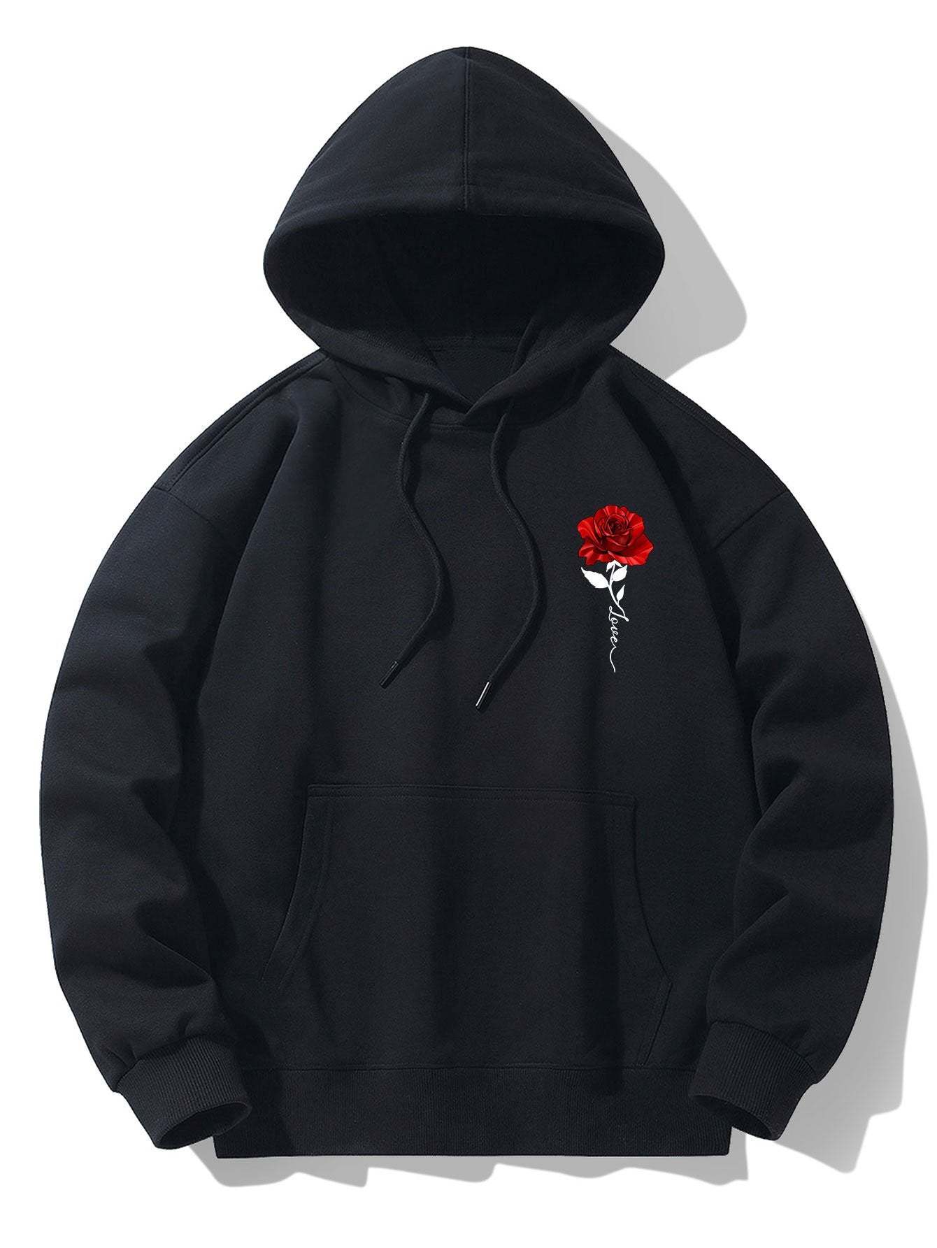 Rose Print Cotton Blend Hoodie-Mitchell Shoes