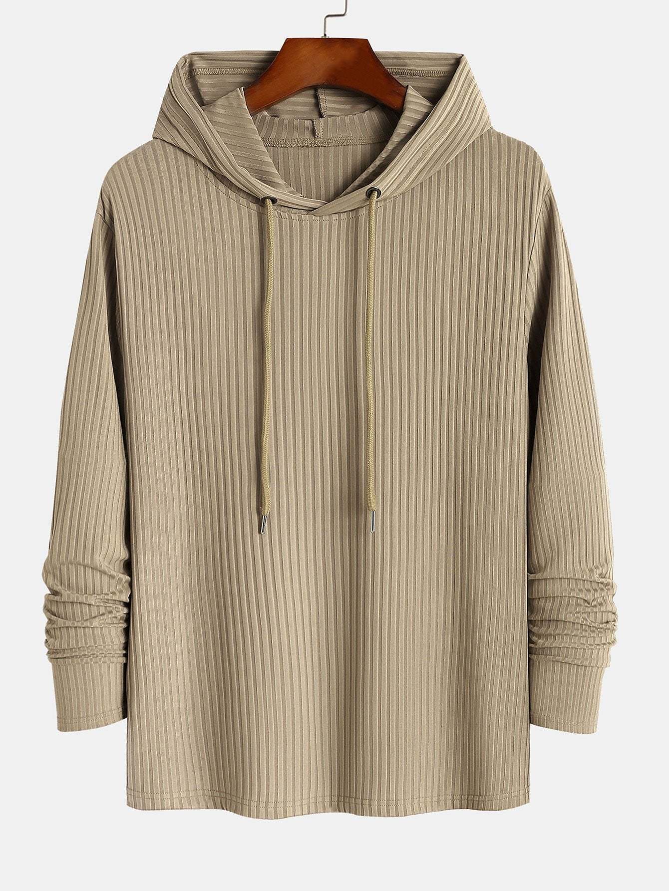 Muscle Fit Long Sleeved Ribbed Hooded T-Shirt-Mitchell Shoes